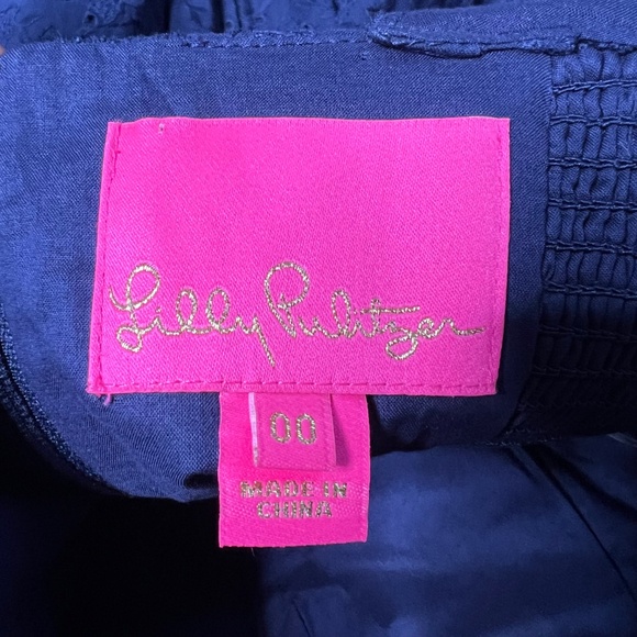 Like New [Lilly Pulitzer] Navy Blue <Cyndi> Eyelet Midi Dress | 00 · XXS - Picture 5 of 16